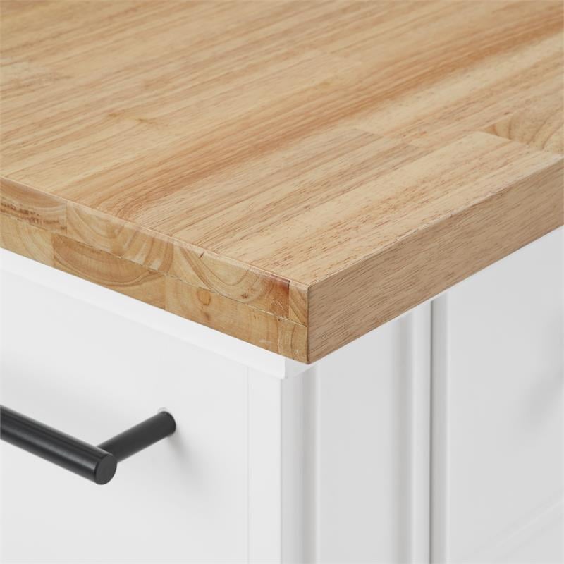 Crosley Furniture Julia 3-piece Transitional Wood Kitchen Island Set in White