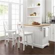 Crosley Furniture Julia 3-piece Transitional Wood Kitchen Island Set in White