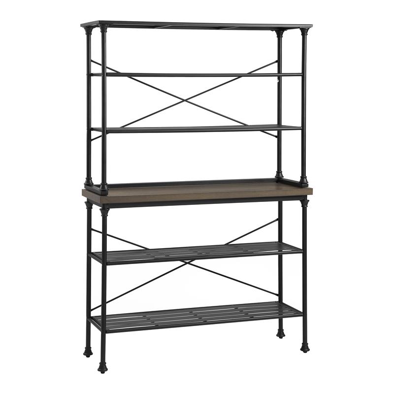 Magnificent bakers rack uses Crosley Furniture Madeleine 48 Farmhouse Metal Baker S Rack In Brown Black Kf13030mb Br