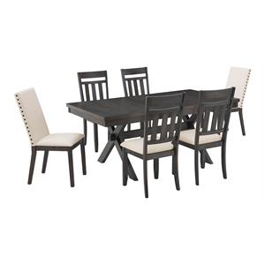 Crosley Furniture Hayden 7-piece Farmhouse Wood Dining Set in Slate/Cream