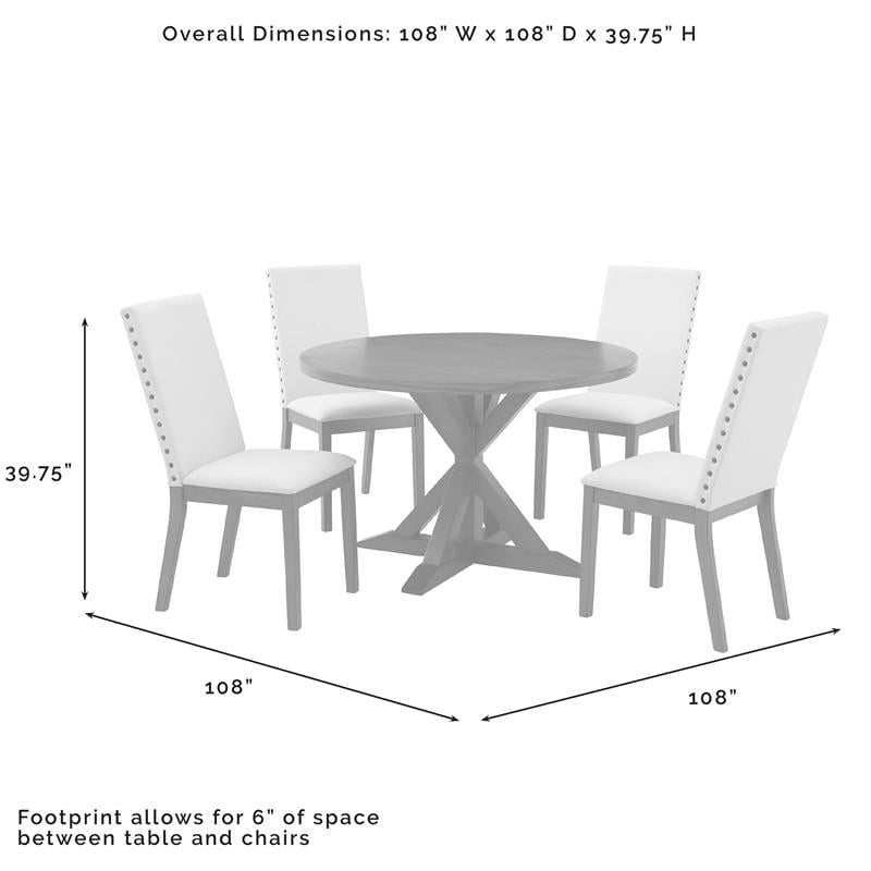 Crosley Furniture Hayden 5-piece Round Farmhouse Wood Dining Set in Slate/Cream