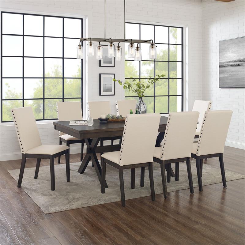 Crosley Furniture Hayden 9-piece Farmhouse Wood Dining Set in Slate/Cream