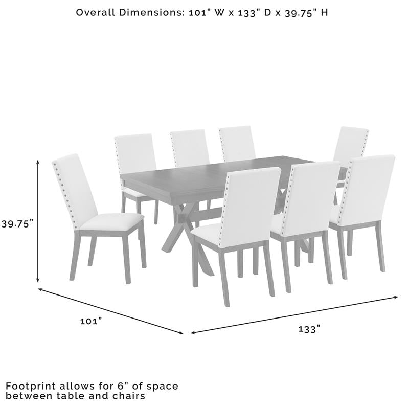 Crosley Furniture Hayden 9-piece Farmhouse Wood Dining Set in Slate/Cream