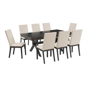 Crosley Furniture Hayden 9-piece Farmhouse Wood Dining Set in Slate/Cream