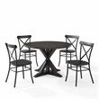 Crosley Furniture Hayden 5-piece Round Metal Dining Set in Matte Black