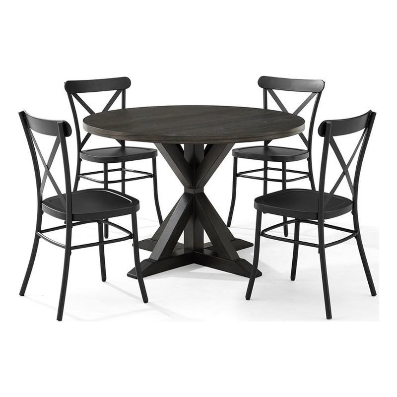 Crosley Furniture Hayden 5-piece Round Metal Dining Set in Matte Black