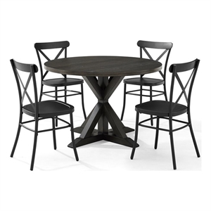 Crosley Furniture Hayden 5-piece Round Metal Dining Set in Matte Black