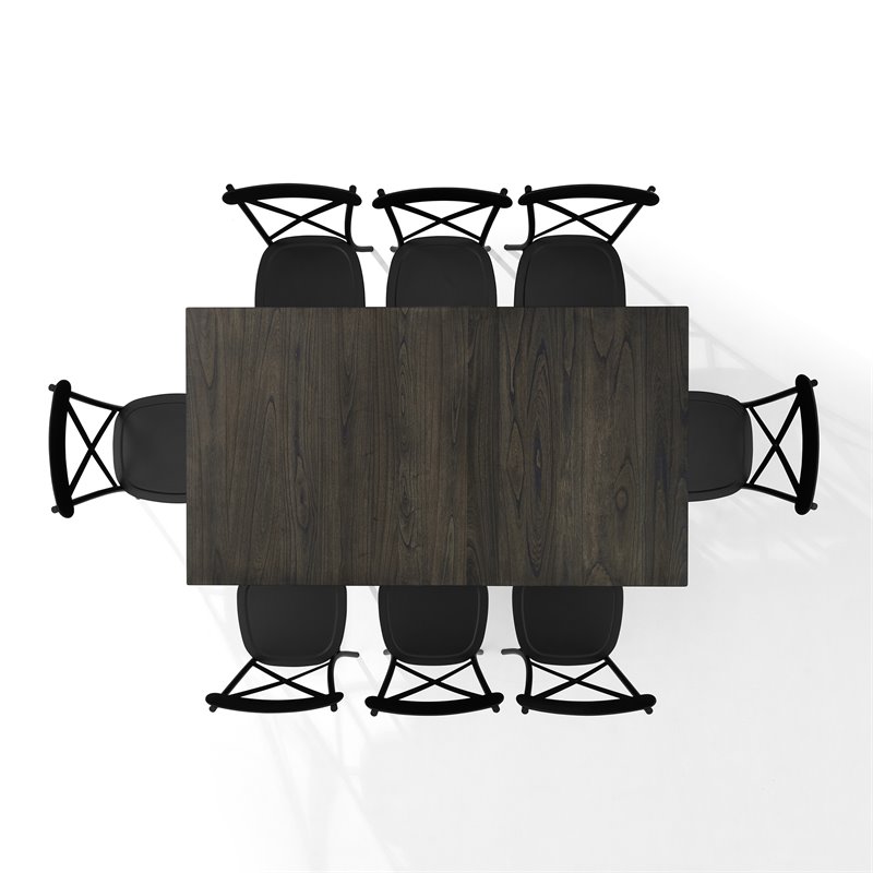 Crosley Furniture Hayden 9-piece Farmhouse Wood Dining Set in Matte Black