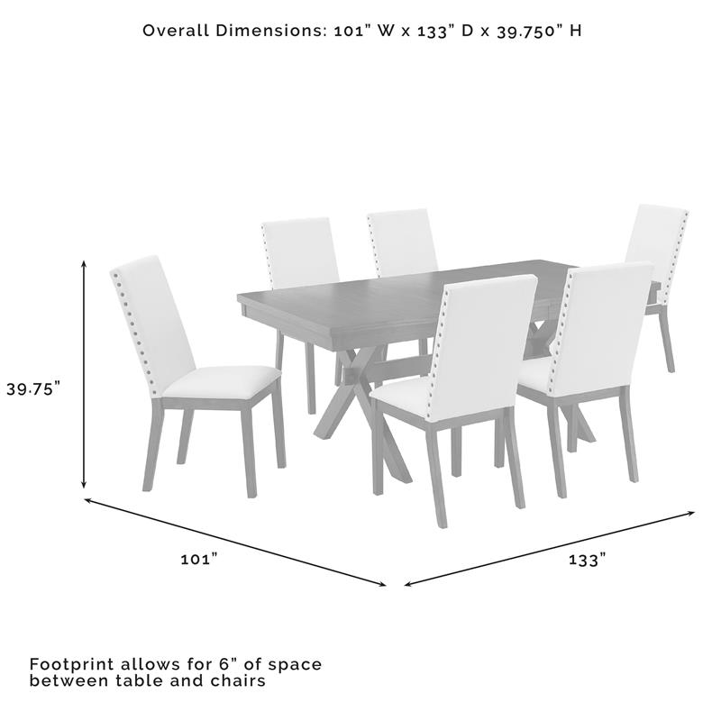 Crosley Furniture Hayden 7-piece Adjustable Wood Dining Set in Slate/Cream