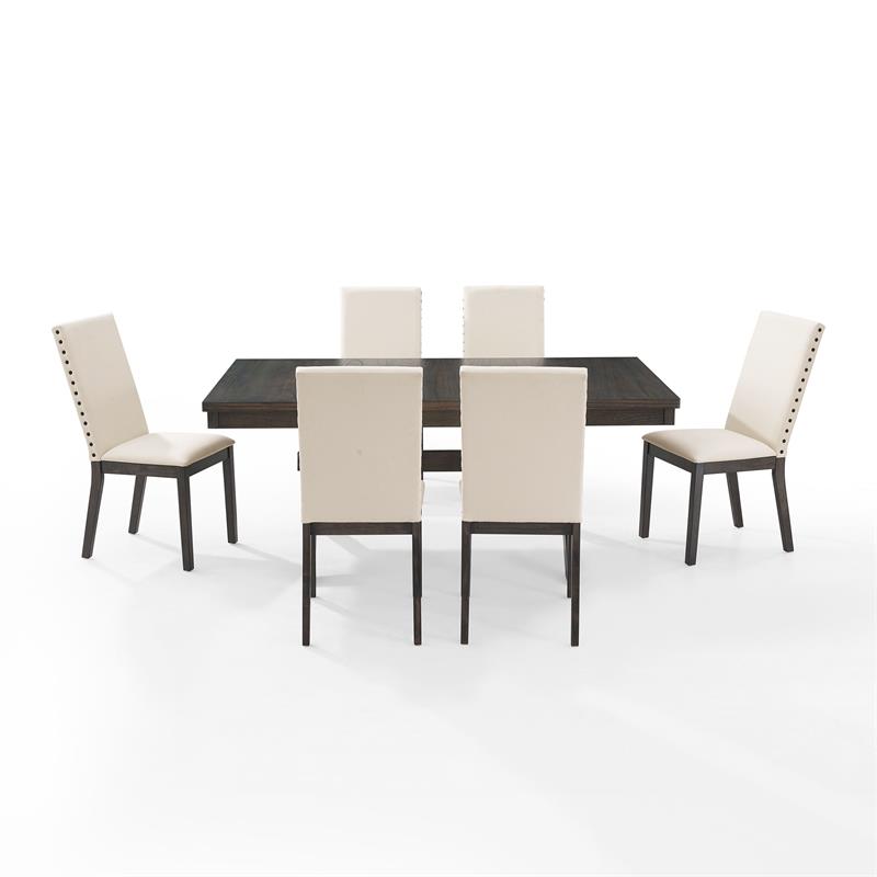 Crosley Furniture Hayden 7-piece Adjustable Wood Dining Set in Slate/Cream