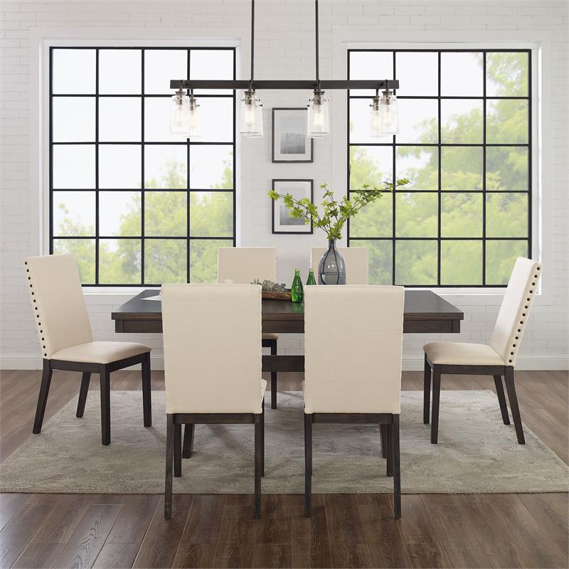 Crosley Furniture Hayden 7-piece Adjustable Wood Dining Set in Slate/Cream