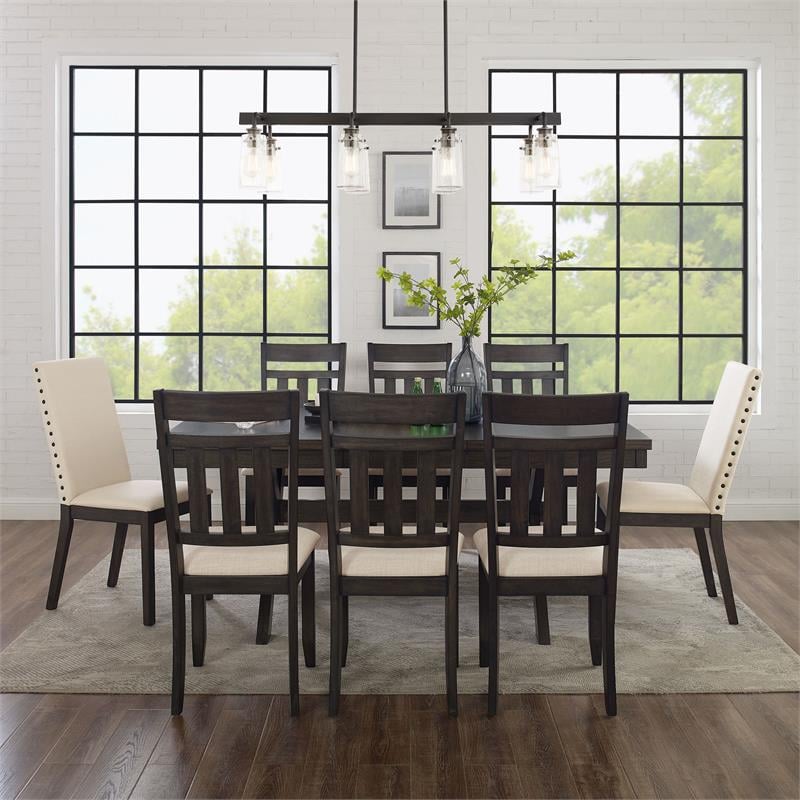 Crosley Furniture Hayden 9-piece Adjustable Wood Dining Set in Slate/Cream
