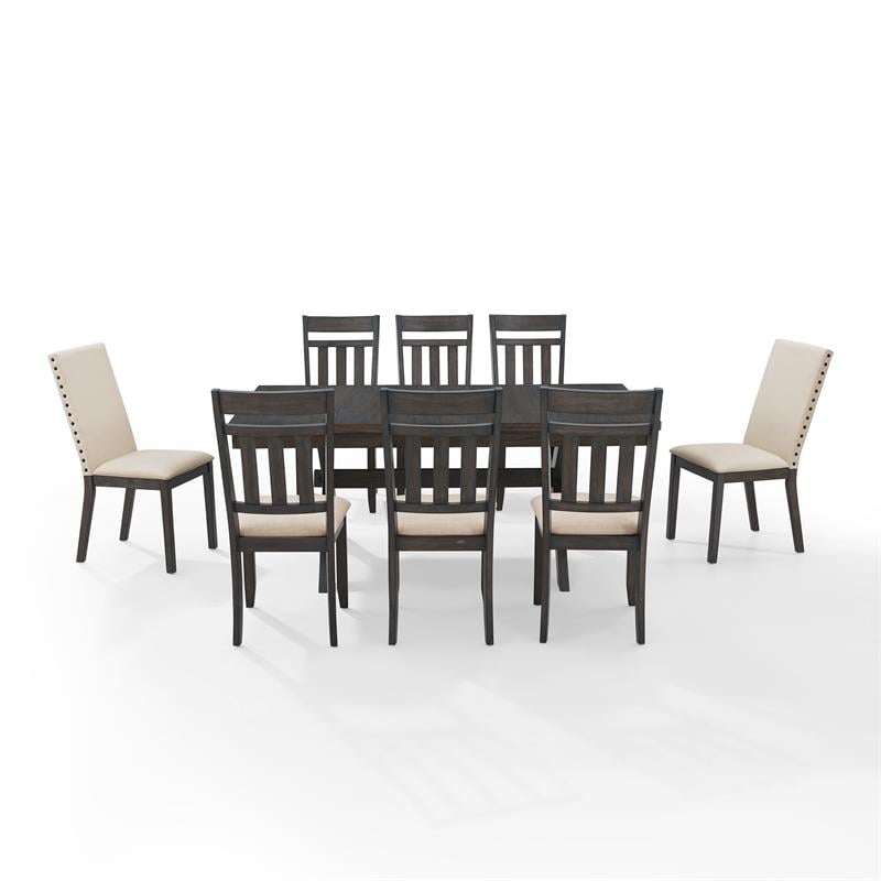 Crosley Furniture Hayden 9-piece Adjustable Wood Dining Set in Slate/Cream