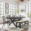 Crosley Furniture Hayden 6-piece Farmhouse Wood Dining Set in Matte Black/Slate