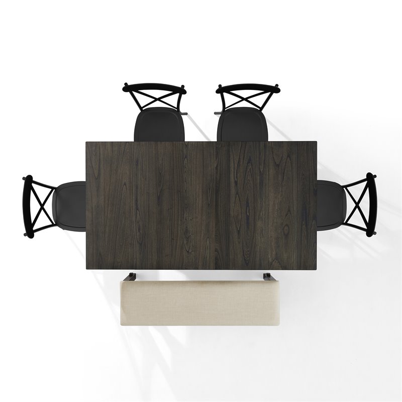 Crosley Furniture Hayden 6-piece Farmhouse Wood Dining Set in Matte Black/Slate