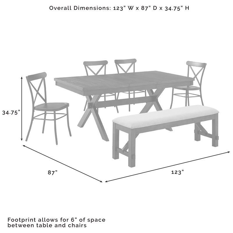 Crosley Furniture Hayden 6-piece Farmhouse Wood Dining Set in Matte Black/Slate
