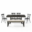 Crosley Furniture Hayden 6-piece Farmhouse Wood Dining Set in Matte Black/Slate