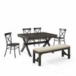 Crosley Furniture Hayden 6-piece Farmhouse Wood Dining Set in Matte Black/Slate