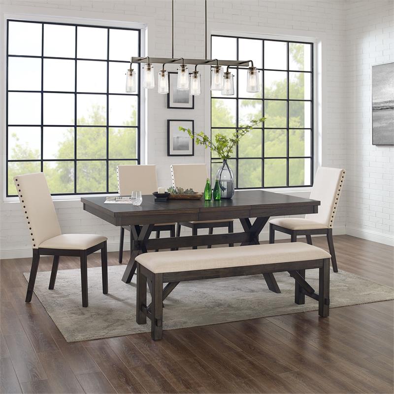 Crosley Furniture Hayden 6-piece Farmhouse Wood Dining Set in Slate/Cream