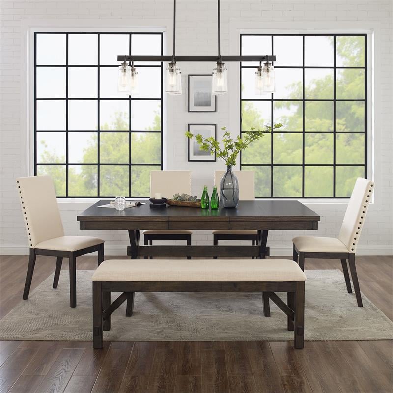 Crosley Furniture Hayden 6-piece Farmhouse Wood Dining Set in Slate/Cream