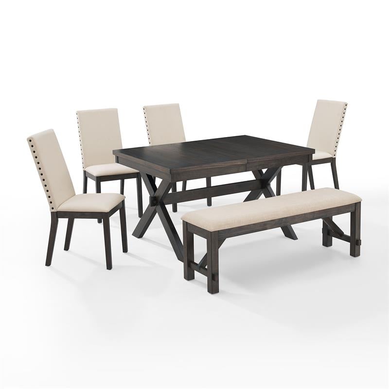 Crosley Furniture Hayden 6-piece Farmhouse Wood Dining Set in Slate/Cream