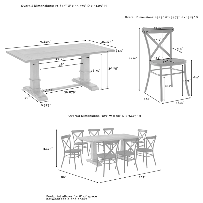 Crosley Furniture Joanna 9-piece Wood Dining Set in Matte Black/Rustic Brown