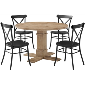 Crosley Furniture Joanna 5-piece Round Wood Dining Set in Matte Black/Brown