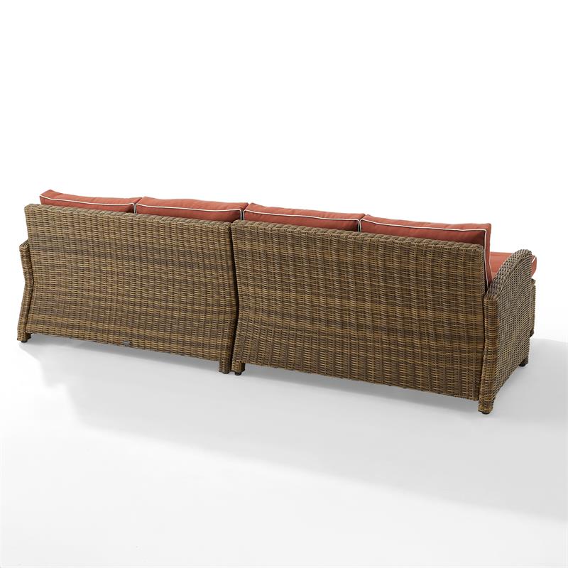 Crosley Furniture Bradenton 4-piece Fabric Outdoor Sectional Set in Sangria Red