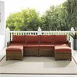 Crosley Furniture Bradenton 4-piece Fabric Outdoor Sectional Set in Sangria Red