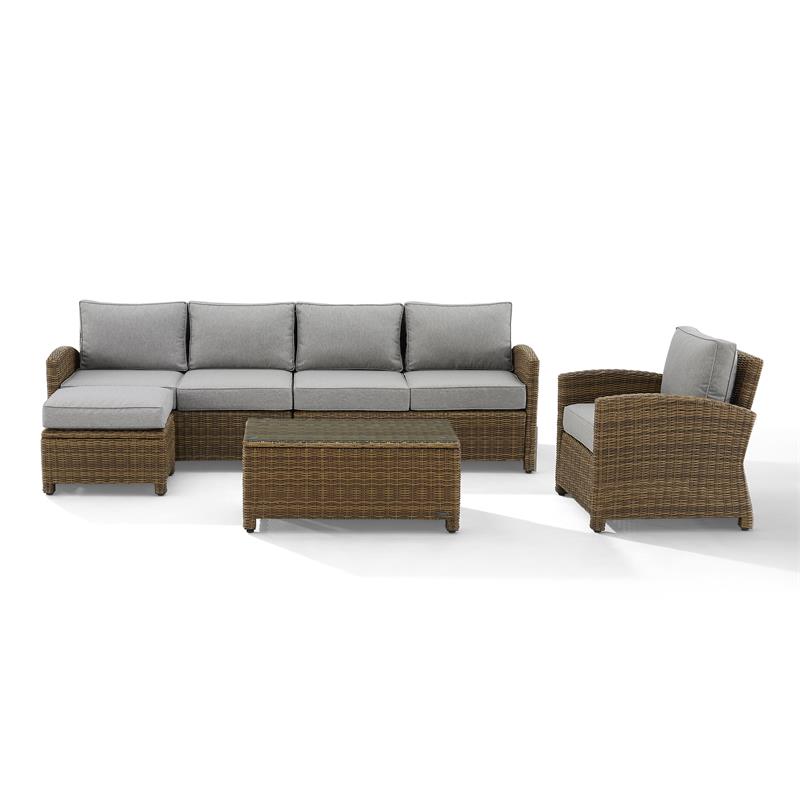 Crosley Furniture Bradenton 5-piece Fabric Outdoor Sectional Set in Gray