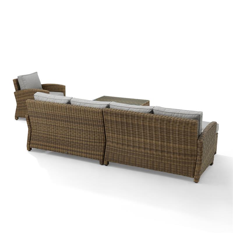 Crosley Furniture Bradenton 5-piece Fabric Outdoor Sectional Set in Gray