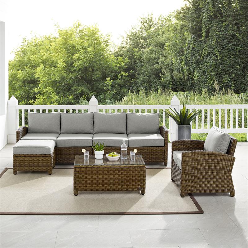 Crosley Furniture Bradenton 5-piece Fabric Outdoor Sectional Set in Gray