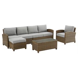 Crosley Furniture Bradenton 5-piece Fabric Outdoor Sectional Set in Gray