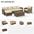 Crosley Furniture Bradenton 5-piece Fabric Outdoor Sectional Set in Sand/Brown