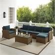 Crosley Furniture Bradenton 5-Piece Fabric Outdoor Sectional Set in Navy
