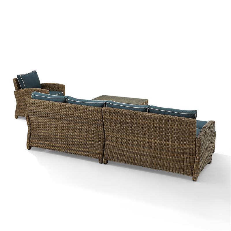 Crosley Furniture Bradenton 5-Piece Fabric Outdoor Sectional Set in Navy