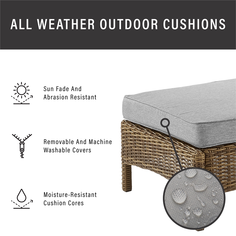 Crosley Furniture Bradenton Wicker / Rattan Outdoor Chaise Lounge in Brown