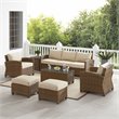 Crosley Furniture Bradenton 7-piece Fabric Outdoor Sofa Set in Sand/Brown