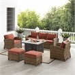 Crosley Furniture Bradenton 6-piece Fabric Outdoor Sofa Set in Sangria Red/Brown