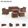 Crosley Furniture Bradenton 6-piece Fabric Outdoor Sofa Set in Sangria Red/Brown