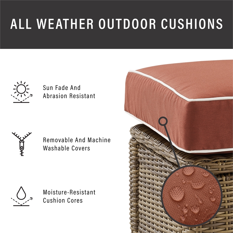 Crosley Furniture Bradenton 6-piece Fabric Outdoor Sofa Set in Sangria Red/Brown