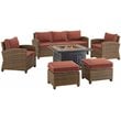 Crosley Furniture Bradenton 6-piece Fabric Outdoor Sofa Set in Sangria Red/Brown