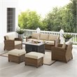Crosley Furniture Bradenton 6-piece Fabric Outdoor Sofa Set in Sand/Brown