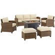 Crosley Furniture Bradenton 6-piece Fabric Outdoor Sofa Set in Sand/Brown