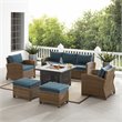 Crosley Furniture Bradenton 6-piece Fabric Outdoor Sofa Set in Navy/Brown