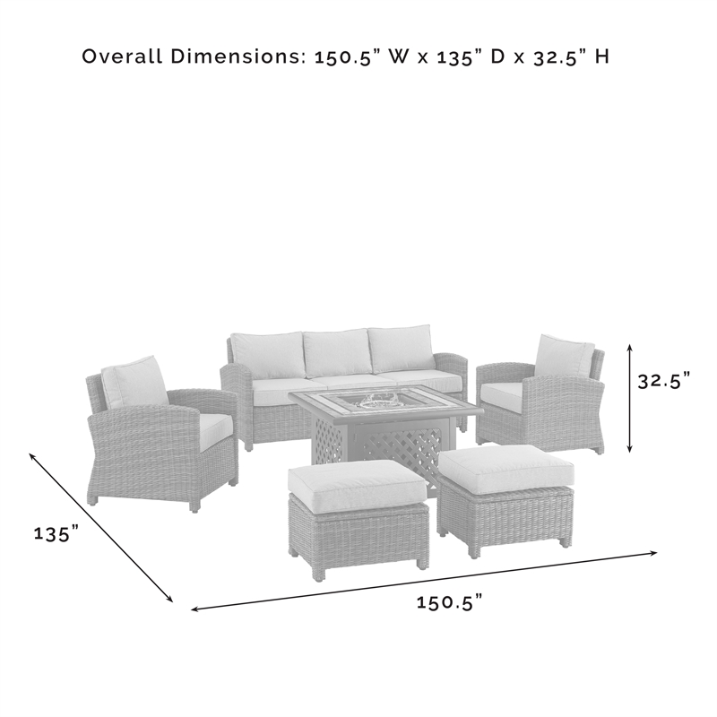 Crosley Furniture Bradenton 6-piece Fabric Outdoor Sofa Set in Gray/Brown