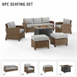 Crosley Furniture Bradenton 6-piece Fabric Outdoor Sofa Set in Gray/Brown