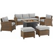 Crosley Furniture Bradenton 6-piece Fabric Outdoor Sofa Set in Gray/Brown
