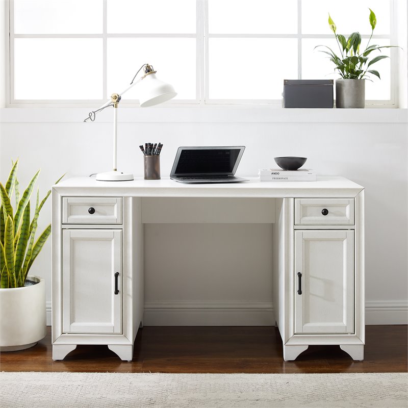 distressed white computer desk