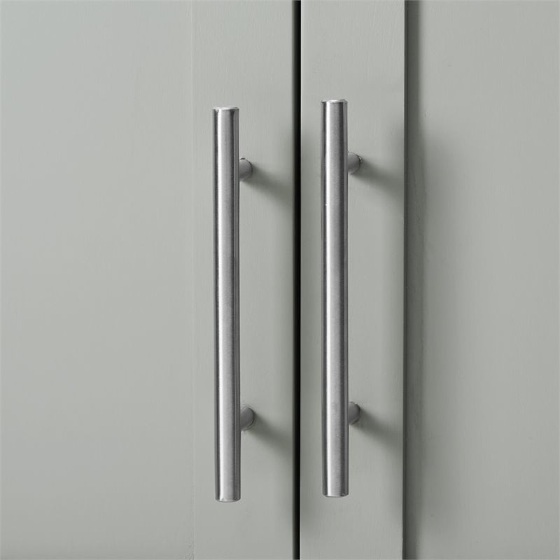 Crosley Furniture Savannah MDF Wood Wall Cabinet in Gray/Chrome